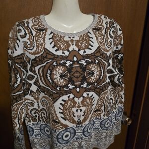 Elegant Paisley Crew Neck Sweater